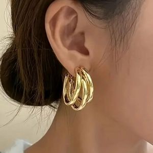 NEW 14K Gold Plated Triple Hoop Earrings